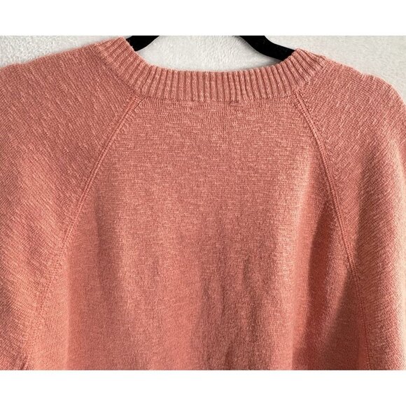 MADEWELL Women Telluride Pullover Sweater SZ M Salmon Crop Boxy 3/4 Sleeve 57-7 - Picture 4 of 9